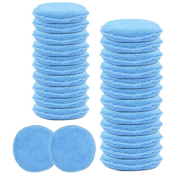 

wax hand polish microfiber applicator pad for automotive car, blue (24 pack