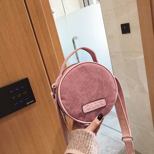 

korean kpop mini round bag women canvas candy color handbag designer girls shoulder bags clutch pink phone pouch purse