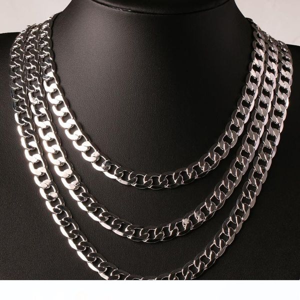 

yhamni оригинал 925 серебряный vintage цепи ожерелье мужчин ювелирные изделия 8мм мода заявление ожерелье горячие продажи full side ожерелье, Silver