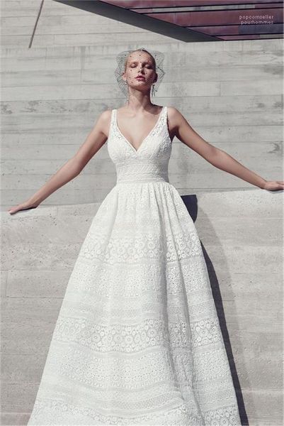 

v neck dresses female panelled hollow out clothes women long lace dress summer 2020 spring deep, Black;gray