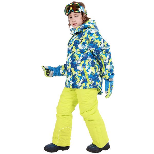

2019 winter boy ski jacket pants outdoor sports snowboard set waterproof childrens skiing suit warm and windproof