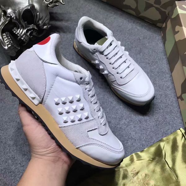 

mens women designer shoes real leather luxury shoes sneaker fashion rubber stud off white shoes 19 colors, Black
