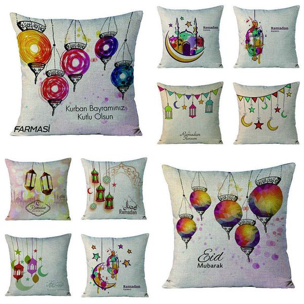 

islam muslim masjid mosque cushion covers eid ramadan kareem moon art cushion cover decorative cotton linen pillow case