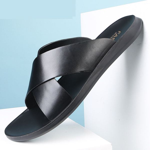 

sandals men shoes summer 2020 beach gladiator fashion men's outdoor sandals men shoes flip flops flat large size, Black