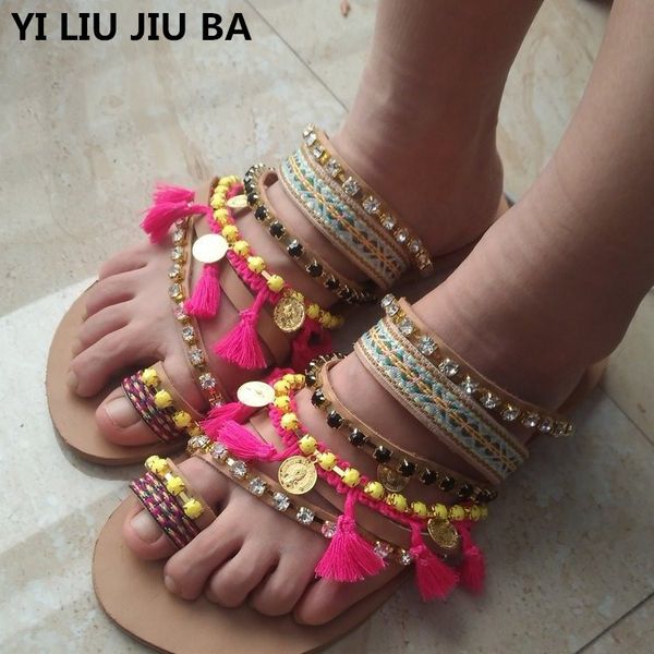 

plus size 35-43 new summer casual flats sandals women shoes slippers women shoes gladiator flip flops sandals *002, Black