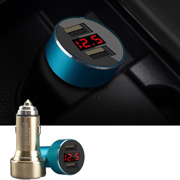 

car dual usb charger cigarette lighter 3.1a phone charging led digital display voltage current electronic portable auto adapter