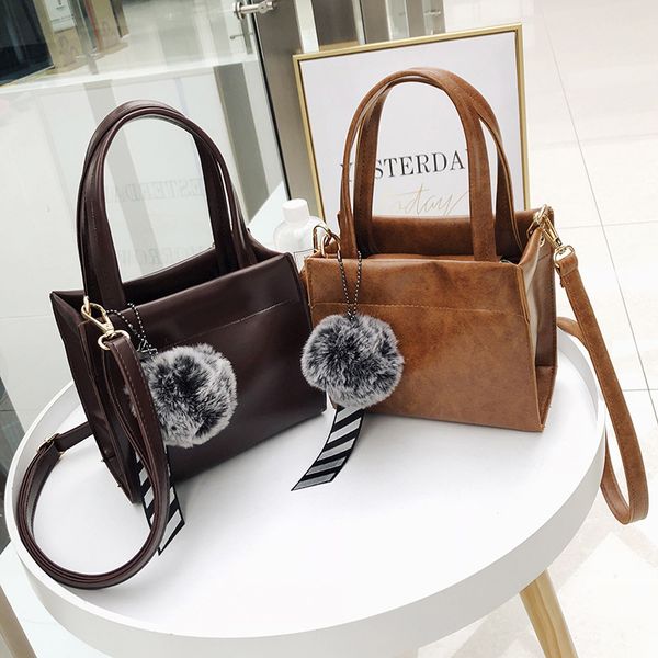 

ladies bag new fur ball handbag korean simple female bag temperament casual women