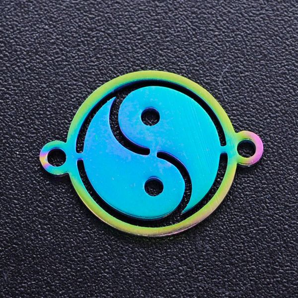 

5pcs/lot 100% stainless steel yin yang diy connector charms with rainbow plated wholesale jewelry making pendant, Bronze;silver