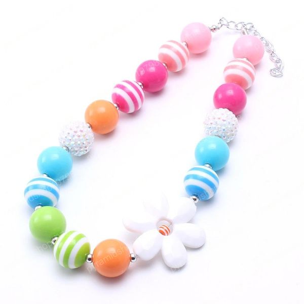 Colorful Beads atacado Kid Chunky colar de flores Big Moda Bubblegum Bead Chunky Colar jóias de crianças para a criança Meninas