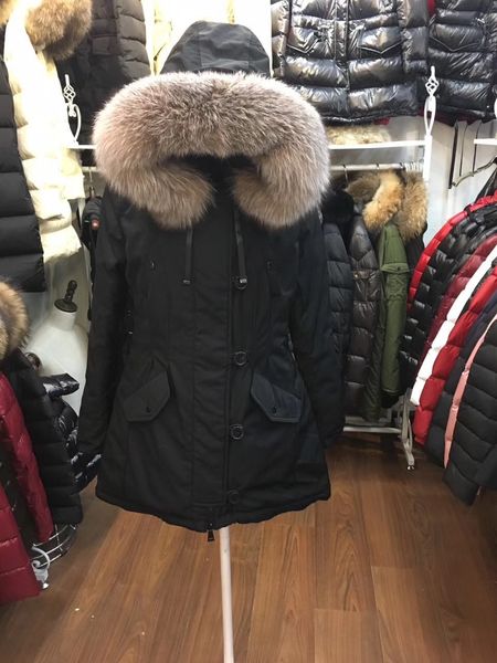 

warm duck down jacket women down coat large fur collar hooded long womens down parka -40 degrees overcoat winter jacket coat, Black