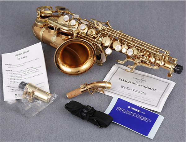 

yanagisawa sc-992 musical b flat curved soprano saxophone lacquer gold instrument sax with mouthpiece dhling
