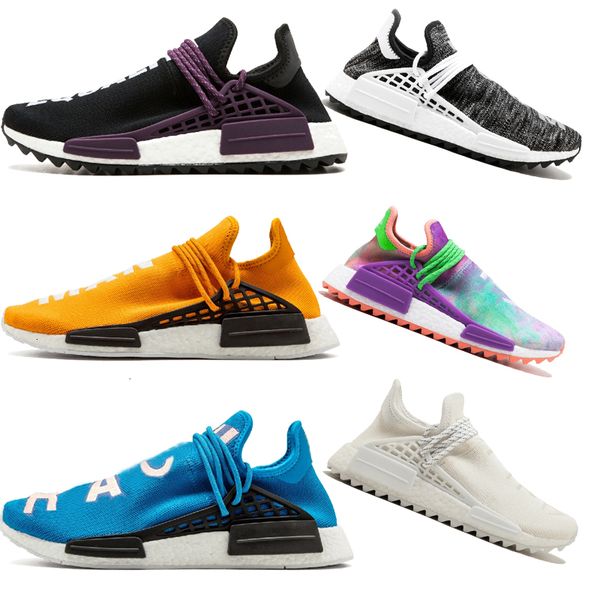 

2019 fashion red white holi hu runner men women sports runner sneakers white pink yellow equality orange designer human race running shoes