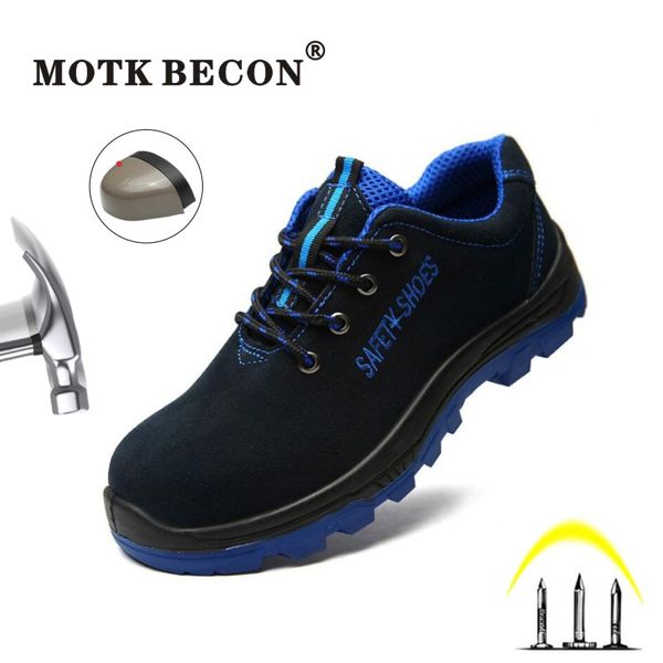 

motk becon 2020 водонепроницаемая обувь безопасности для мужчин открытого туризма стального носок кроссовки anti-разбив combat мужской работ, Black