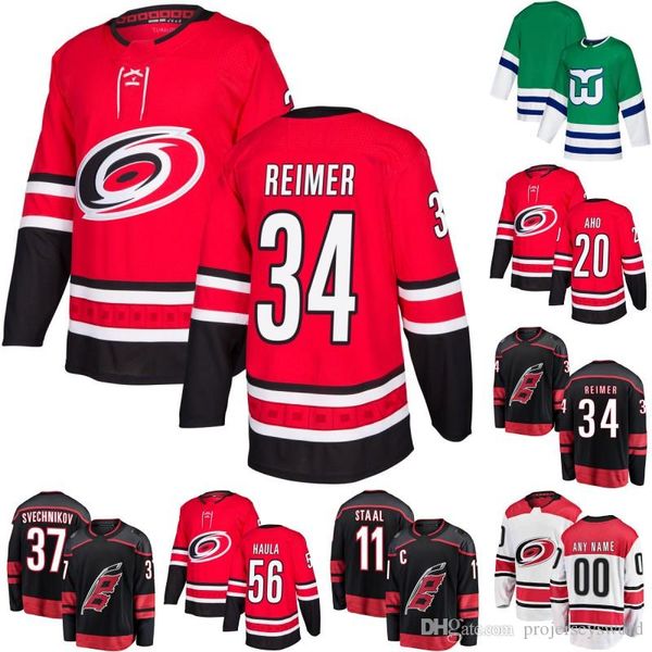 

Carolina Hurricanes Jersey James Reimer Erik Haula Justin Williams Staal Sebastian Aho Nino Niederreiter Andrei Svechnikov Hockey Jerseys