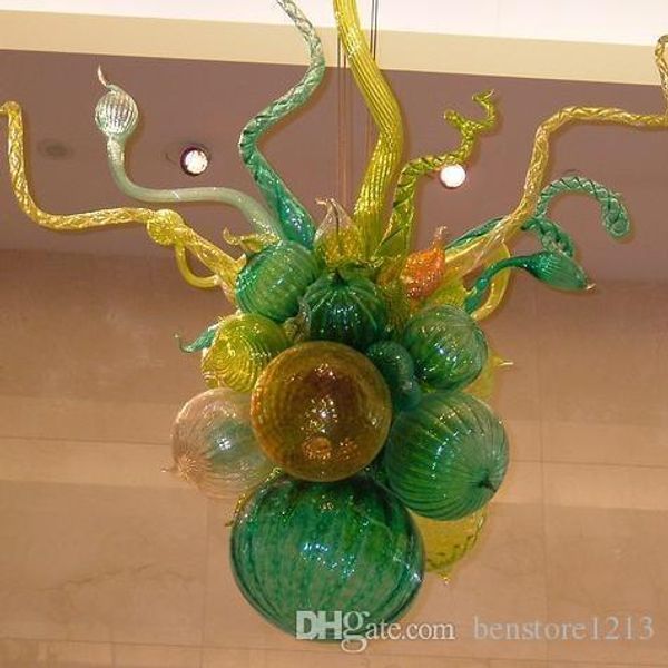 

air shipping 100% mouth blown borosilicate murano glass pendant light small green art ball shaped light handmade chandelier lamp
