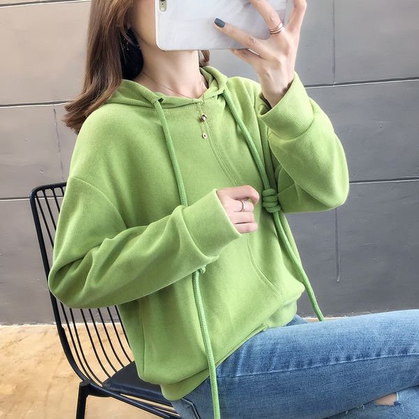 

women hoodies sweatshirts long sleeve female hooded green with hood cotton sweatshirt woman casual sweatshirt pullovers, Black