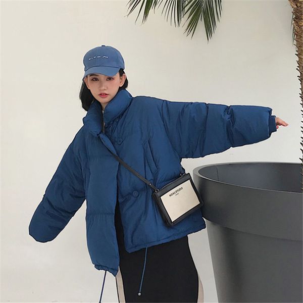 

solid pocket 2019 new cotton loose warm long parka jacket winter padded coat women winter overcoat korea female soft feminino, Black