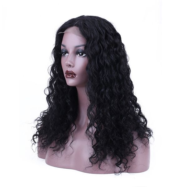 

human hair 4*4 frontal lace wig deep wave 9a brazilian 100% human hair, Black;brown