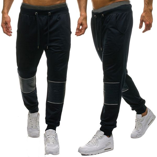

men splicing printed overalls casual pocket sport work sports suit black casual zipper elastic midweight winter trouser pants