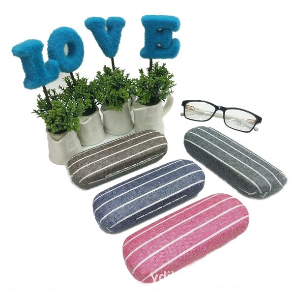 

19 autumn striped leather myopia box students' myopia optical glasses case iron steel plate glasses case