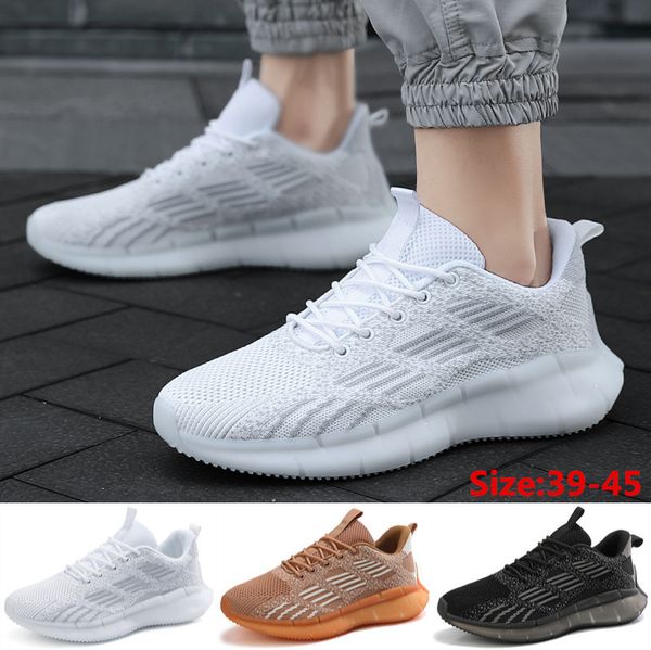 

men snerkers solid color breathable comfy shoes sport knit breathable walking shoes