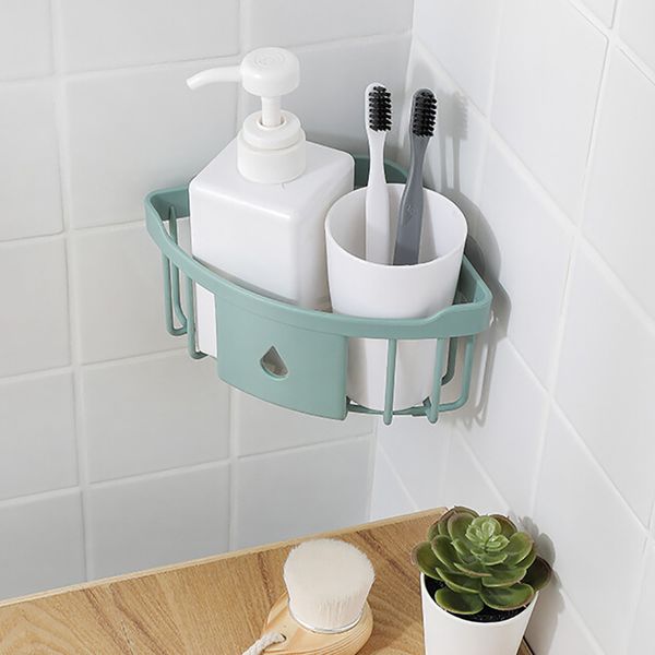 

plastic wall hanging triangle rack bathroom kitchen corner storage rack organizer drain shower shelf bathroom accessories #z