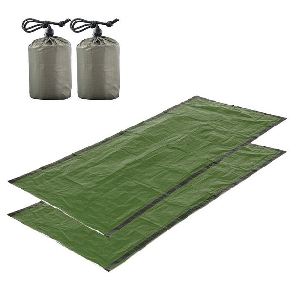 

2 pcs emergency blanket with compression sack portable lightweight emergency sleeping bag for camping travel hiking backpacking