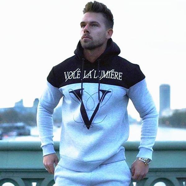 

2019 new autumn and winter men brand hoodies fashion casual male cotton sweatshirts sportswear gyms clothing joggers, Black