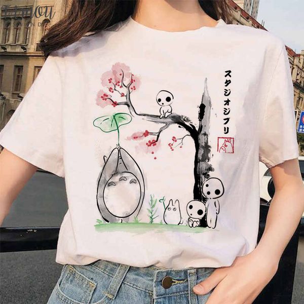 

тоторо унесенные ghibli femme футболка японок ulzzang tshirt аниме миядзаки хаяо женский t shirt harajuku 90s, White