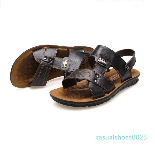 

mens skidproof gladiator sandals men leather new arrival comfortable shoes men soft sole all match casual shoes c25, Black