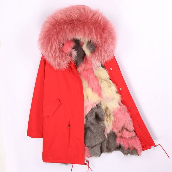 

winter coat women womens jackets natural raccoon fur collar hooded jacket real fur parka thick coats casual long warm parkas, Black
