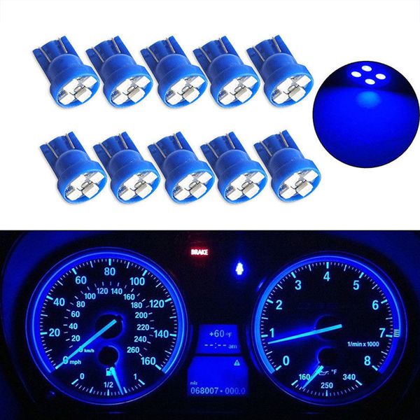 

10pcs t10 4smd 1210 led wedge dashboard gauge side door marker blue light bulbs