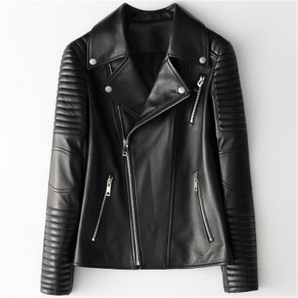 

2020 women spring genuine real sheep leather jacket h50, Black