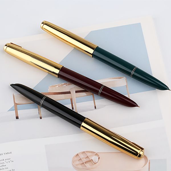

Authentic Quality Classic Nostalgic Fountain Pen Golden Clip / Cap Ink Pen Iridium Fine Nib 0.5mm for Student, Multicolor