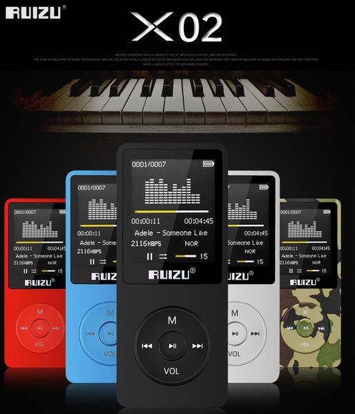 

100% original english version ruizu x02 mp3 player 4g/8g/16g portable mp3 can play 80 hours with fm radio e-book,clock voice