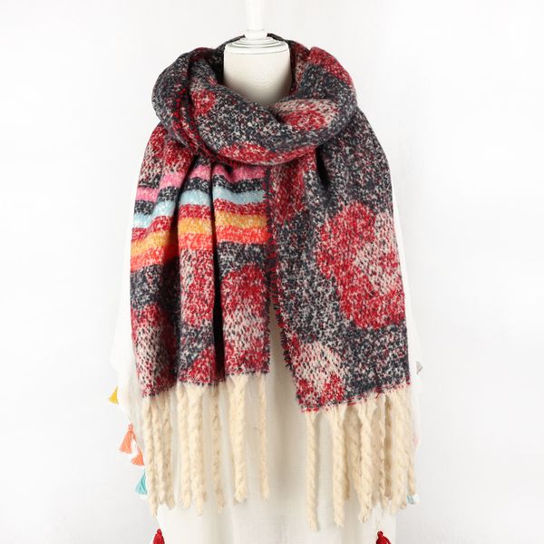 

large european and american thick warm shawl collar tide 2019 new winter leopard print cashmere scarves, Blue;gray