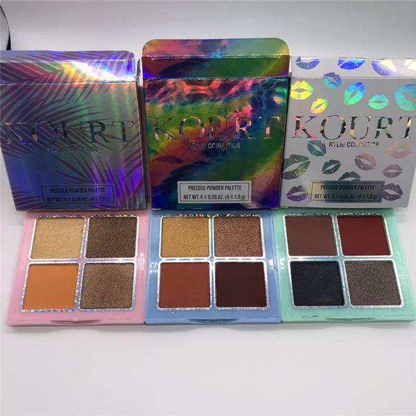 

new pressed powder eyeshadow palette x kourt 4 colors makeup eye shadow highlight 3 edition pink/green/blue