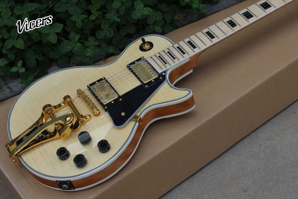 

custom shop,tiger flame standard custom jazz electric guitar.gold hardware.musical instruments guitarra.maple fingerboard