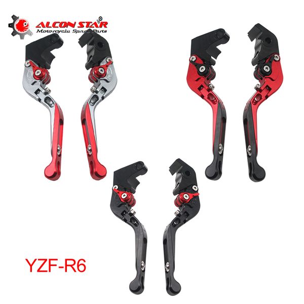 

alconstar- 3 color adjustable motorcycle folding handle bar brake clutch levers for yamaha yzf r6 yzf-r6 2005-2016 racing