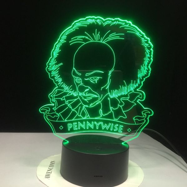 

halloween 3d led night light horror desk lamp movie it chapter one pennywise figure usb battery for office room decor