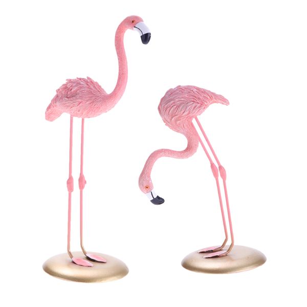 

2pcs resin pink flamingo statue figurine collectible decoration gift