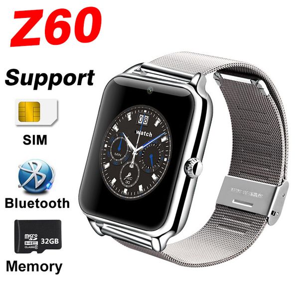 

bluetooth smart watch phone z60 stainless steel support sim tf card camera fitness tracker gt08 gt09 dz09 a1 v8 smartwatch for ios android