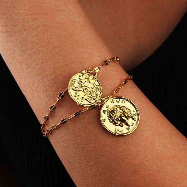 

голова подвеска двухслойной браслет способ женщины сплав браслет аксессуары оснастка ювелирных изделия оптовых перекрестные браслетов канатн, Golden;silver