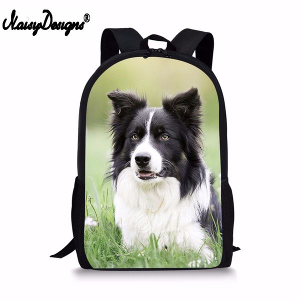 

noisydesigns high school backpack lapborder collie puppy design backpack female male lapdouble shoulder bag dropshipping