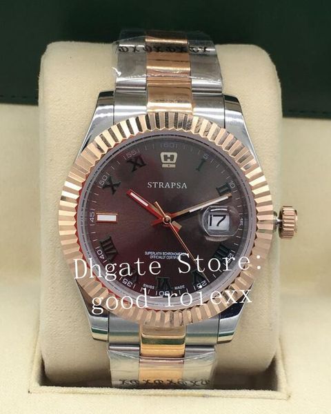 

luxury baselworld watch men's automatic 2813 wimbledon men grey roman dial 126331 rose gold steel perpetual watches datejust wristwatch, Slivery;brown