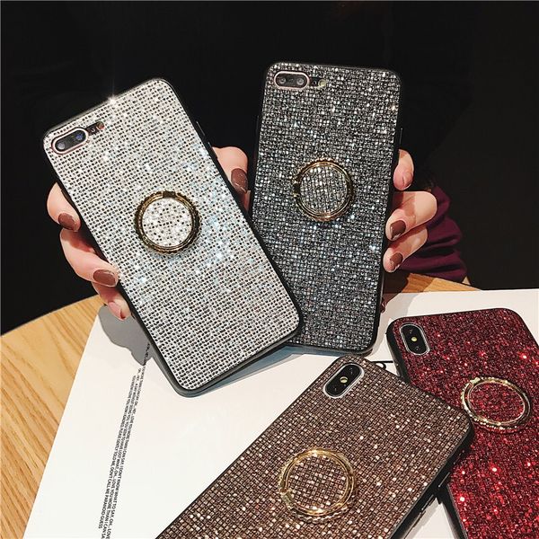 

мягкий тпу телефон случаях для iphone bling блеск блестящий телефон чехол с держателя кольца