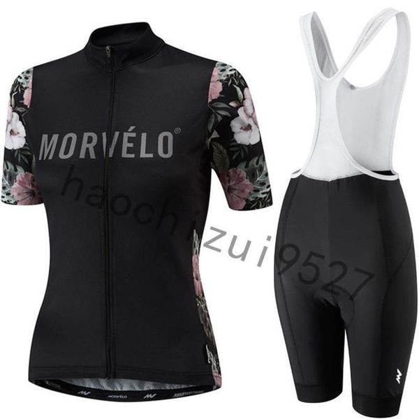 

2020 new morvelo short sleeves cycling jersey set summer women mtb bicycle clothing 9d gel pad bib shorts bike clothes sets sportswe, Black;red