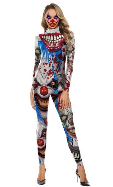 

new halloween costume horror variation clown back spirit 3d print coverall halloween night street clothing cosplay, Black;red