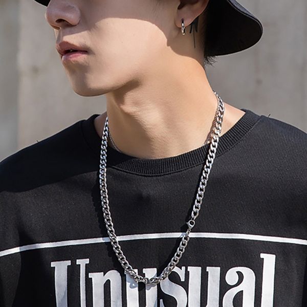 

stainless steel silver chain necklace fashion accessories hip hop jewelry necklace