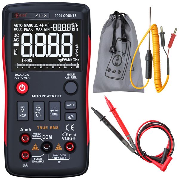 

digital multimeter bside zt100 true rms auto range multimetro voltmeter ammeter capacitance temperature ohm hz ncv tester